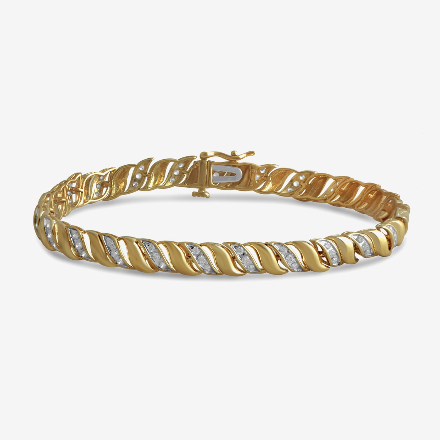 Womens 14K Gold Over Silver 7.25 Inch Link Chain Bracelet