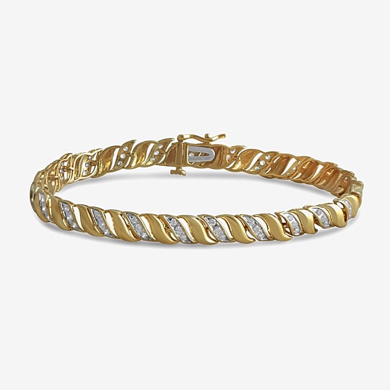 Womens 14K Gold Over Silver 7.25 Inch Link Chain Bracelet