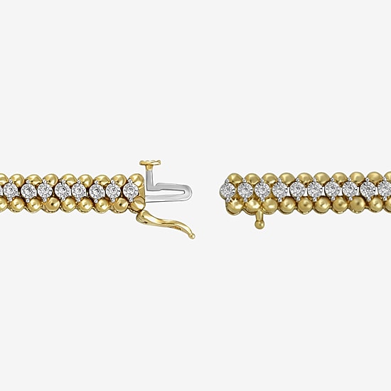 (I1-I2/ H) Womens 1/2 CT. T.W. Lab Grown White Diamond 14K Gold Over Silver 7.25 Inch Tennis Bracelet