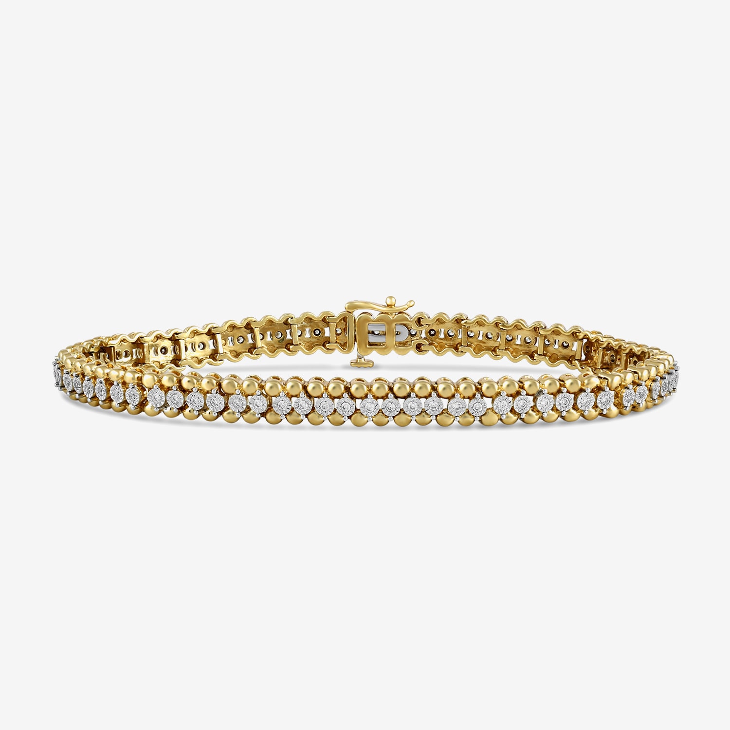 (I1-I2/ H) Womens 1/2 CT. T.W. Lab Grown White Diamond 14K Gold Over Silver 7.25 Inch Tennis Bracelet