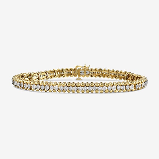(I1-I2/ H) Womens 1/2 CT. T.W. Lab Grown White Diamond 14K Gold Over Silver 7.25 Inch Tennis Bracelet