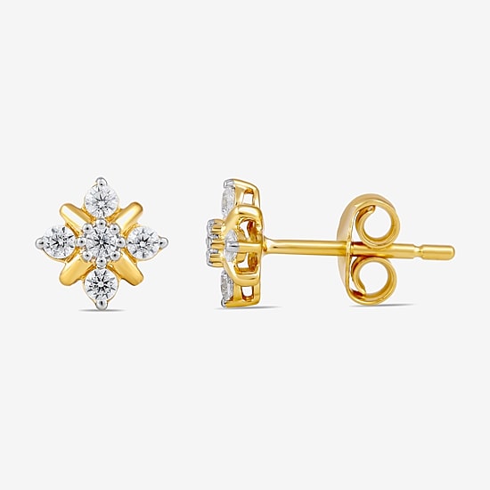 1/4 CT. T.W. Lab Grown White Diamond 14K Gold Over Silver 7.3mm Diamond Stud Earrings