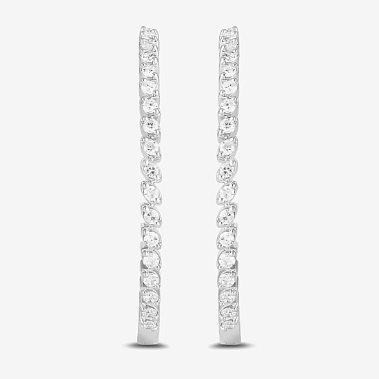 Womens 1/2 CT. T.W. Lab Grown White Diamond Sterling Silver 30mm Hoop Earrings