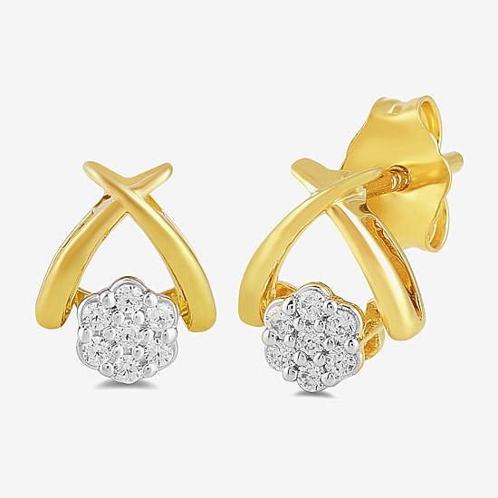 Diamond Blossom 1/10 CT. T.W. Lab Grown White Diamond 14K Gold Over Silver 8.2mm Flower Stud Earrings