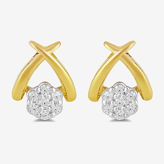 Diamond Blossom 1/10 CT. T.W. Lab Grown White Diamond 14K Gold Over Silver 8.2mm Flower Stud Earrings