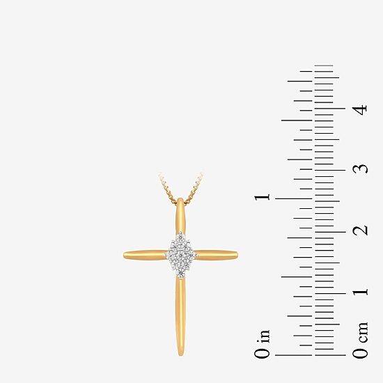 Diamond Blossom Womens 1/10 CT. T.W. Lab Grown White Diamond 14K Gold Over Silver Cross 18 Inch Pendant Necklace