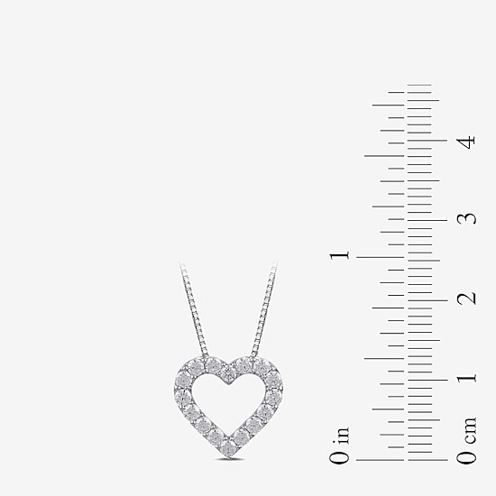 Womens 1/2 CT. T.W. Lab Grown White Diamond Sterling Silver Heart 18 Inch Pendant Necklace