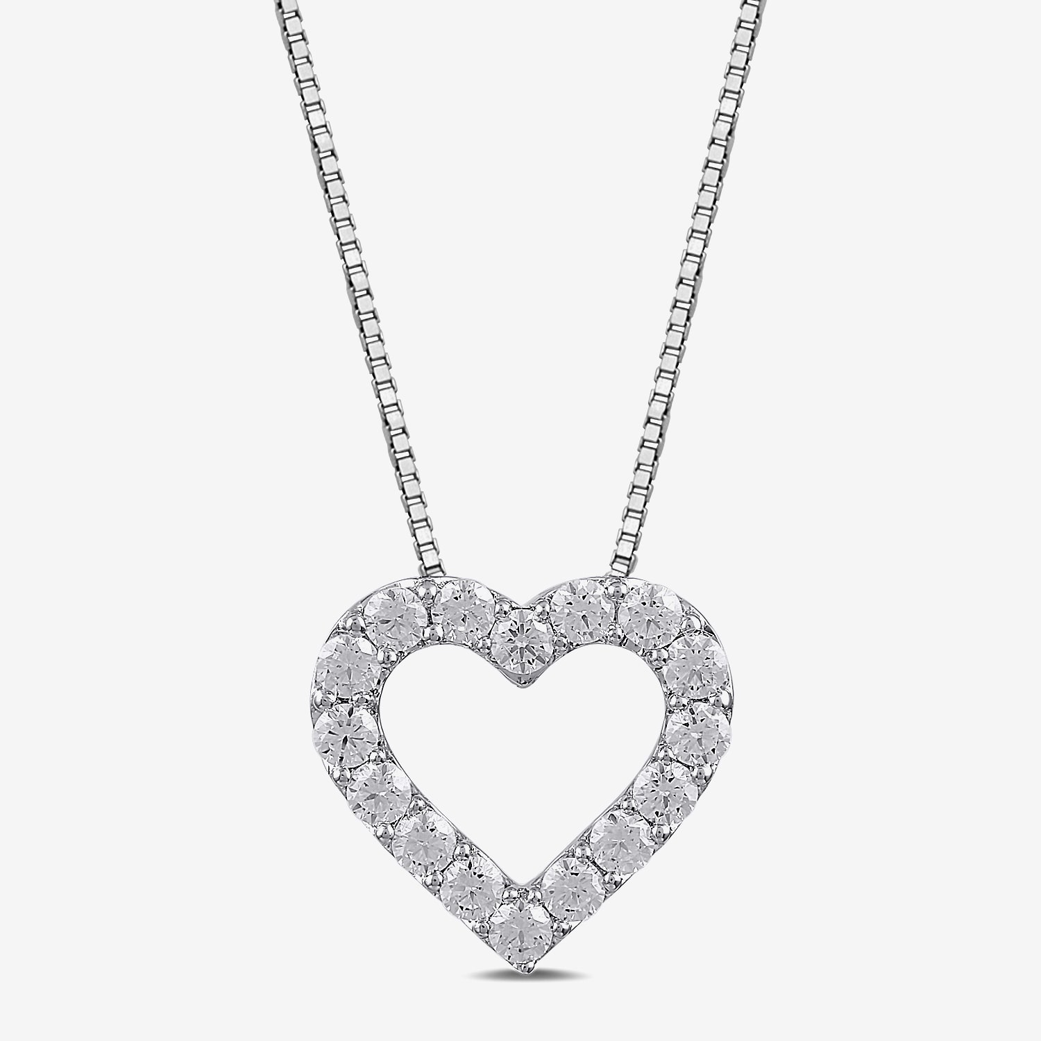 Womens 1/2 CT. T.W. Lab Grown White Diamond Sterling Silver Heart 18 Inch Pendant Necklace
