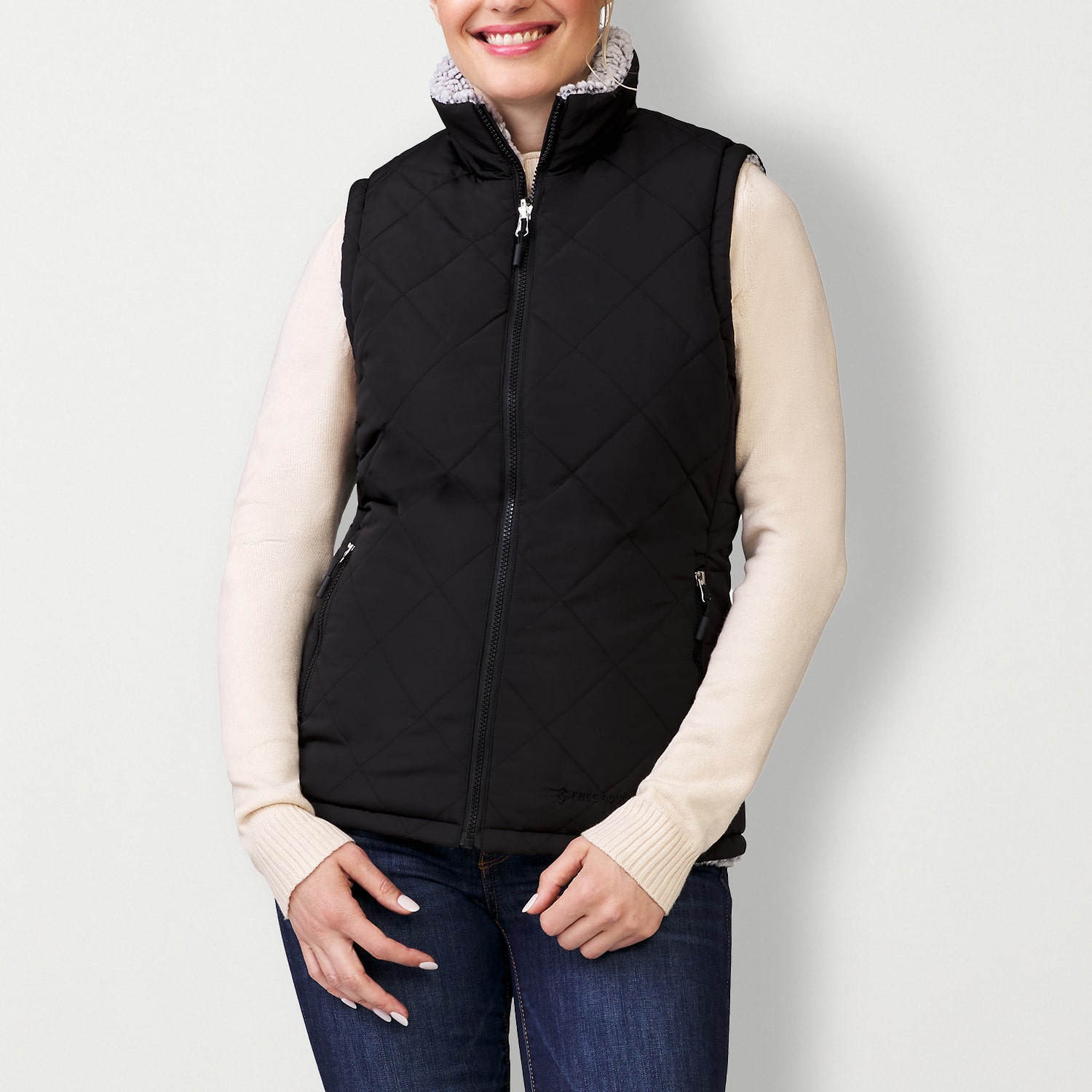 Free Country Womens Water Resistant Reversible Midweight Fleece Vest