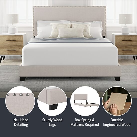 Gayle Nailheadtrim Upholstered Rectangular Bed