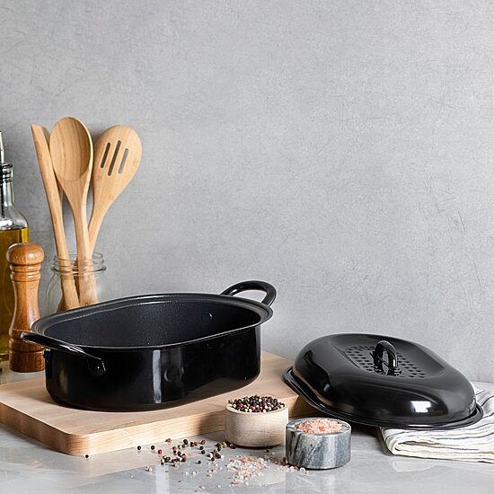 Granitestone 18.8’’ Ultra Nonstick Aluminum Oval Roasting Pan with Lid