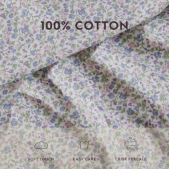 Laura Ashley 200tc 100% Cotton Percale Sheet Set