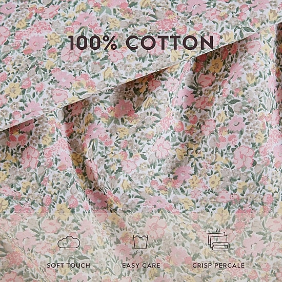 Laura Ashley 200tc 100% Cotton Percale Sheet Set