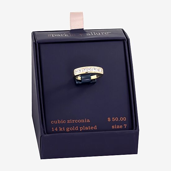 Sparkle Allure Womens 2.5MM Cubic Zirconia 14K Gold Over Brass Band