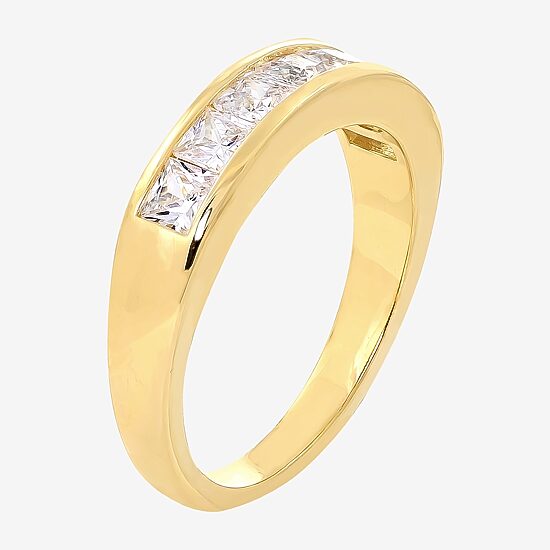 Sparkle Allure Womens 2.5MM Cubic Zirconia 14K Gold Over Brass Band