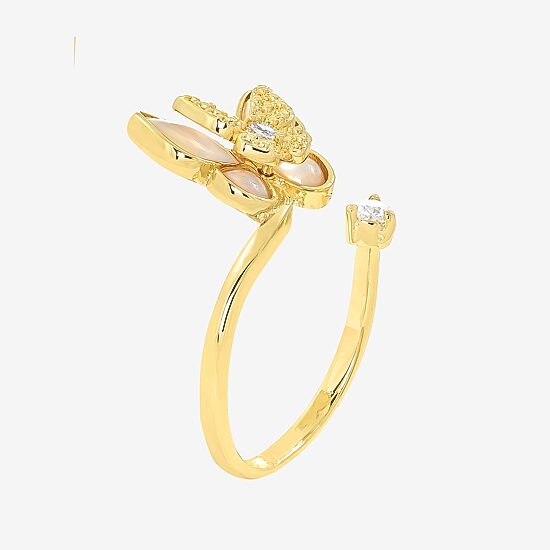Sparkle Allure Womens Cubic Zirconia 14K Gold Over Brass Butterfly Bypass  Cocktail Ring