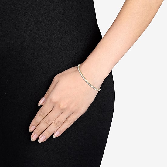 Womens Lab Created White Moissanite 18K Gold Over Silver 8 Inch Tennis Bracelet