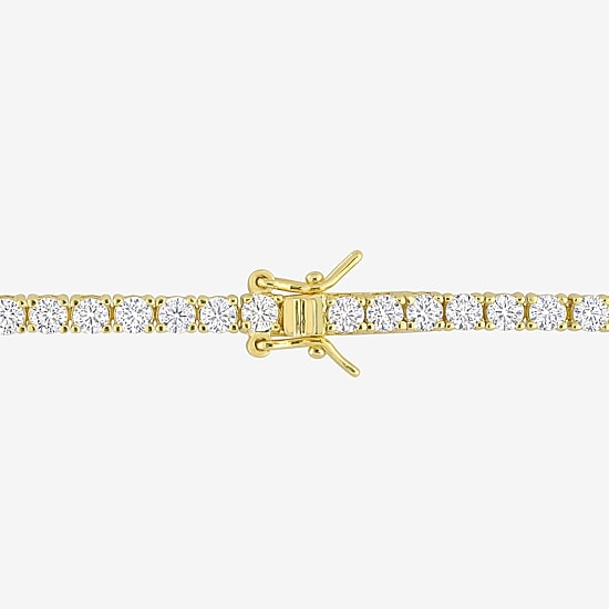 Womens Lab Created White Moissanite 18K Gold Over Silver 8 Inch Tennis Bracelet