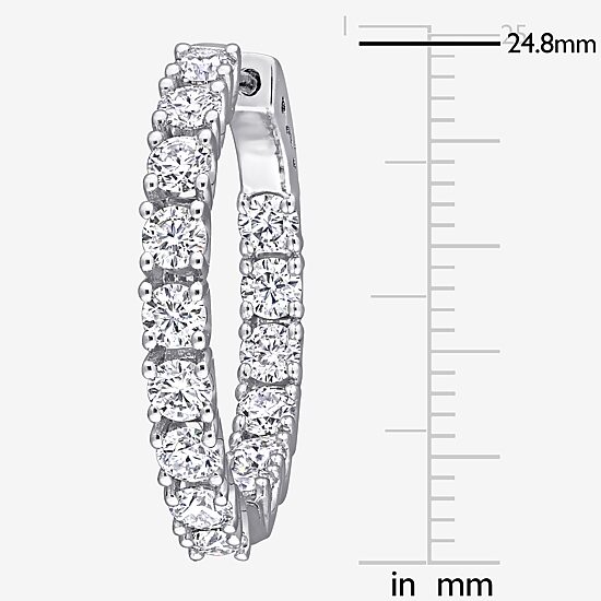 Womens 3 CT. T.W. Lab Created White Moissanite Sterling Silver 24.8mm Hoop Earrings