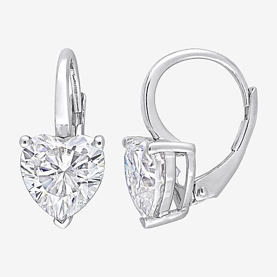 Womens 4 CT. T.W. Lab Created White Moissanite Sterling Silver Heart Drop Earrings