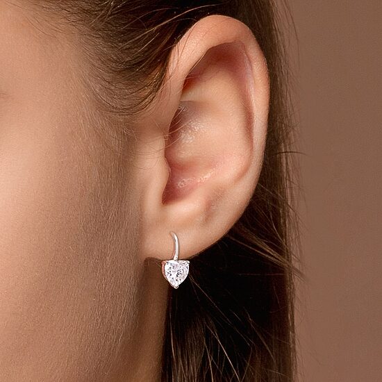 Womens 4 CT. T.W. Lab Created White Moissanite Sterling Silver Heart Drop Earrings
