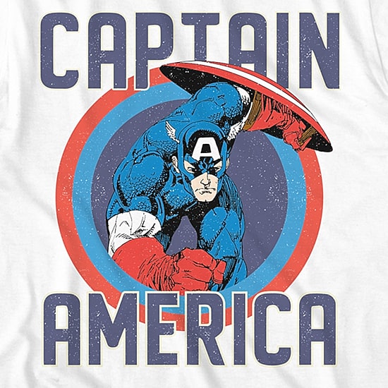 Disney Collection Little & Big Kid Boys Crew Neck Short Sleeve Regular Fit Avengers Captain America Marvel Graphic T-Shirt