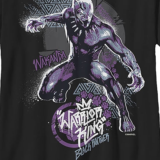 Little & Big Kid Boys Crew Neck Short Sleeve Regular Fit Black Panther Marvel Graphic T-Shirt