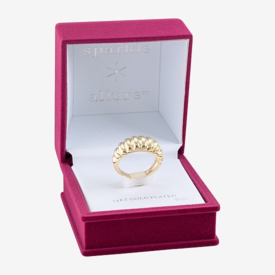 Sparkle Allure Ribbed Textured Dome Womens 2.5MM 14K Gold Over Brass Band