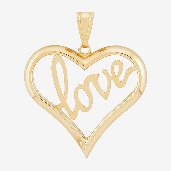 "Love" Womens 14K Gold Heart Pendant