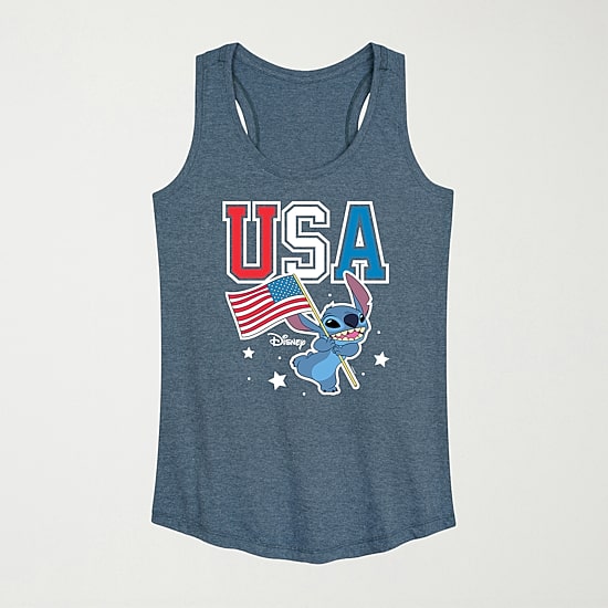 Usa Stitch Womens Crew Neck Sleeveless Tank Top