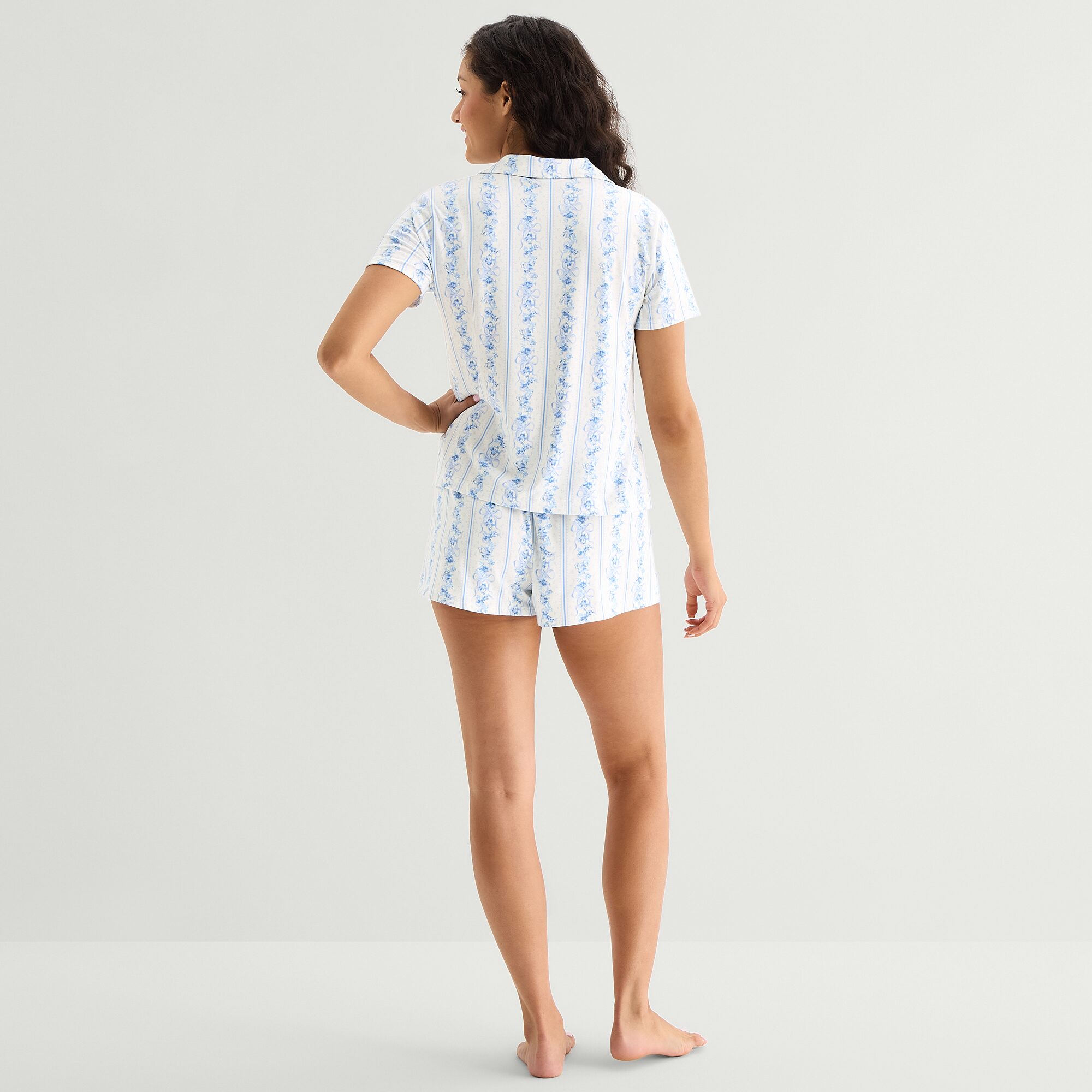 Arizona Body Womens V-Neck Short Sleeve 2-pc. Juniors Pajama Set