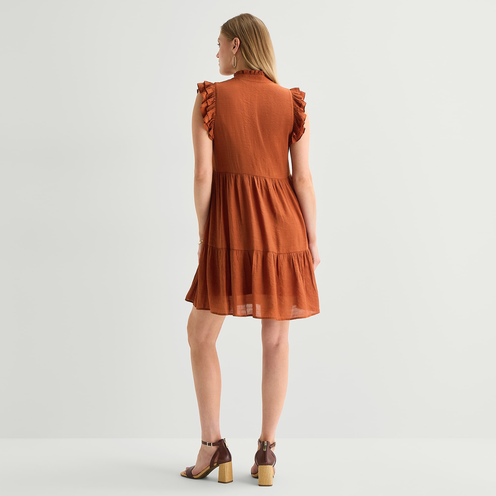 52seven Womens V Neck Sleeveless Shift Dress