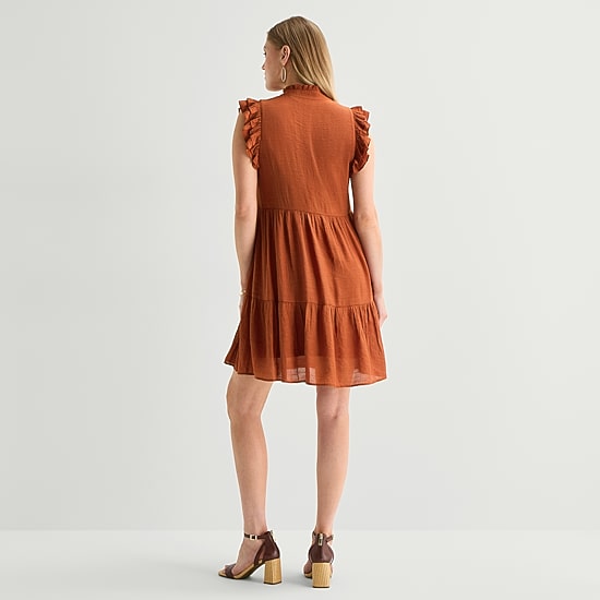 52seven Womens V Neck Sleeveless Shift Dress