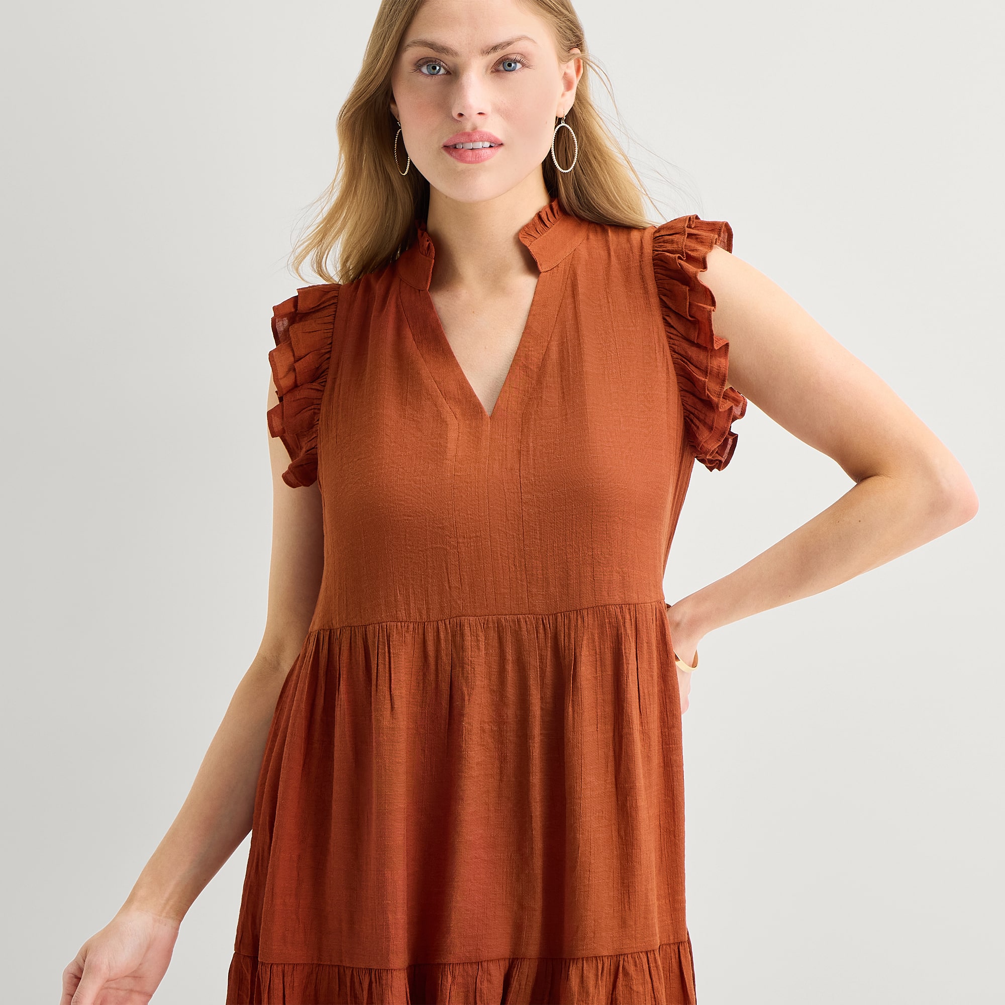 52seven Womens V Neck Sleeveless Shift Dress