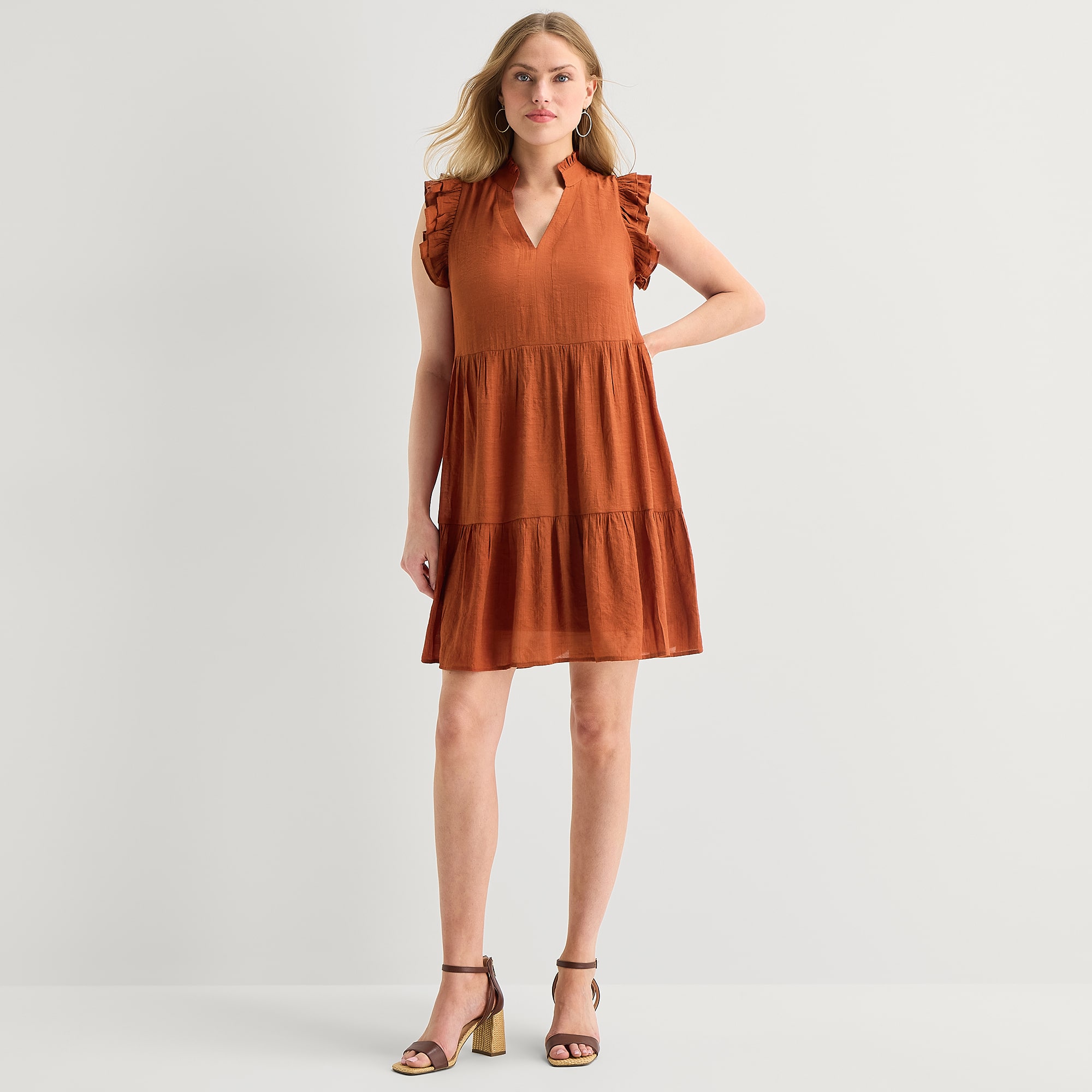 52seven Womens V Neck Sleeveless Shift Dress