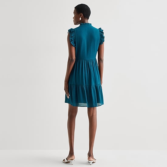 52seven Womens Notch Neck Sleeveless Shift Dress