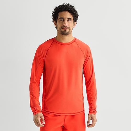 Xersion Mens Crew Neck Long Sleeve Quick Dry T-Shirt, Xx-large, Orange