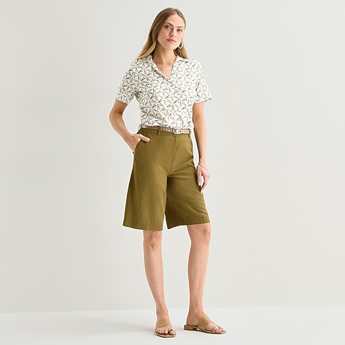 Worthington Womens 12" High Rise Bermuda Short In Green