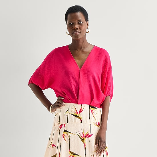 Worthington Womens V Neck Elbow Sleeve Blouse