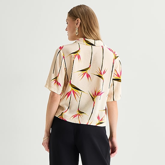 Worthington Womens Short Sleeve Camp Shirt