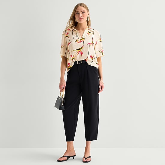 Worthington Womens Short Sleeve Camp Shirt