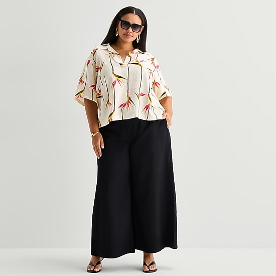 Worthington Womens Short Sleeve Camp Shirt