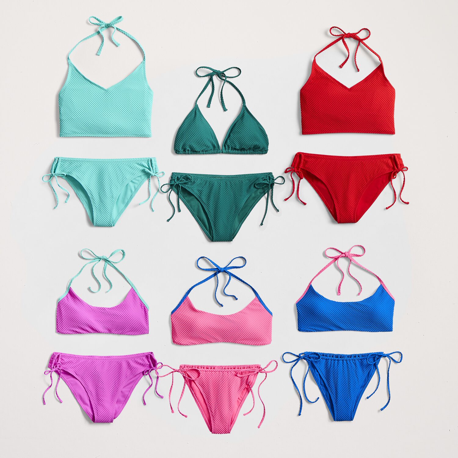 Arizona Womens Adjustable Straps Textured Juniors Bikini Halter Swimsuit Top