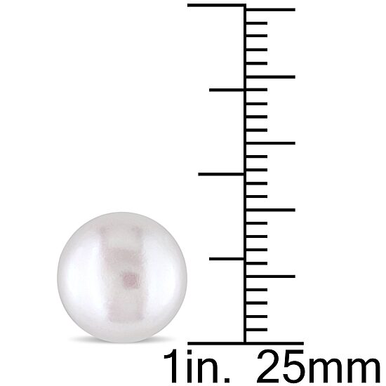 White Cultured Freshwater Button Pearl 10K Yellow Gold Earrings 