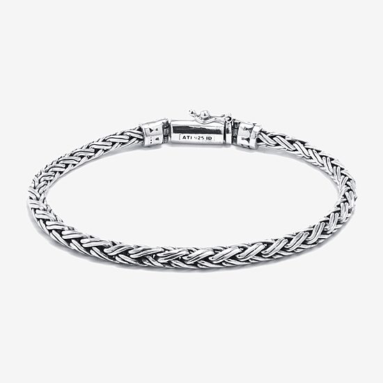 Bali Inspired Womens Sterling Silver Semisolid Byzantine Chain Bracelet