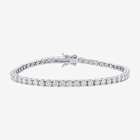 Womens 5 1/10 Ct. T.W. Lab Created White Moissanite Sterling Silver 7 Inch Tennis Bracelet