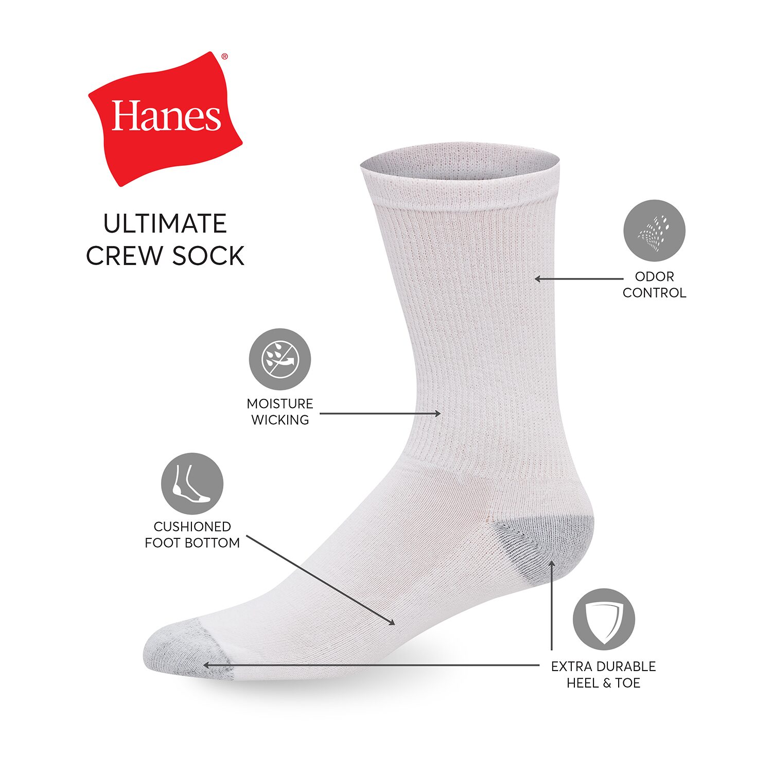 Hanes Ultimate Bonus Pack Mens 13 Pair Crew Socks