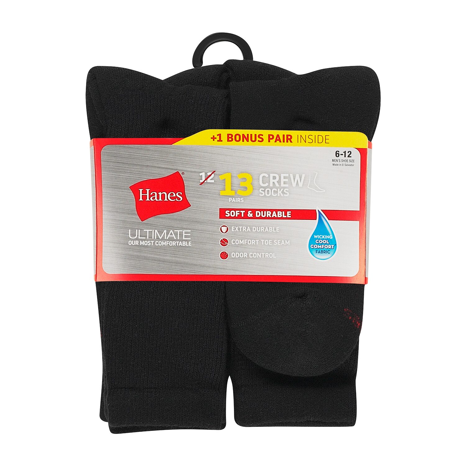 Hanes Ultimate Bonus Pack Mens 13 Pair Crew Socks