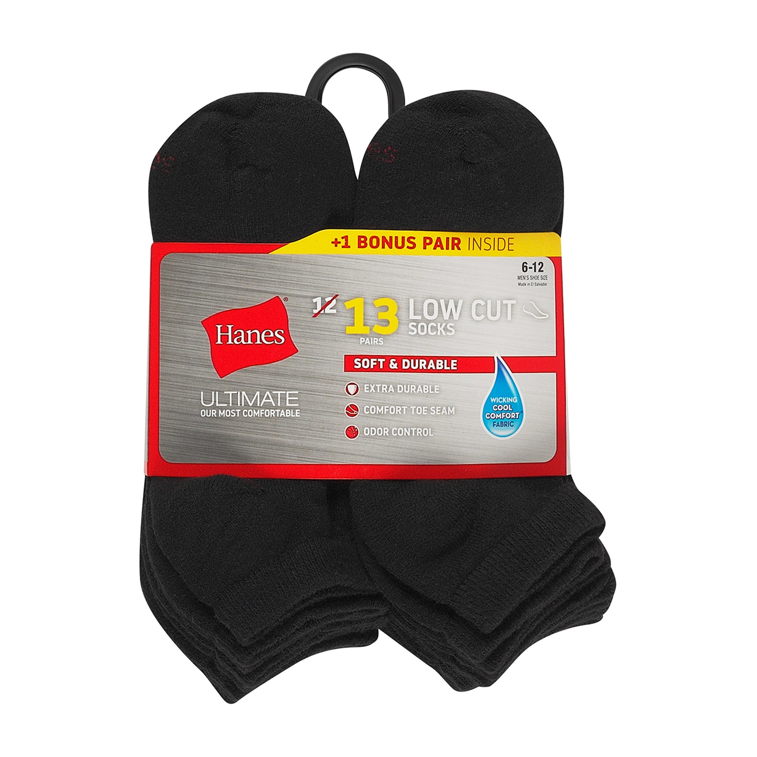Hanes Ultimate Bonus Pack Mens Multi-Pack 13 Pair Low Cut Socks