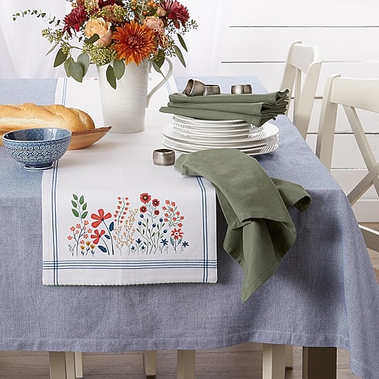 Design Imports Flower Garden Embellished Table Runner